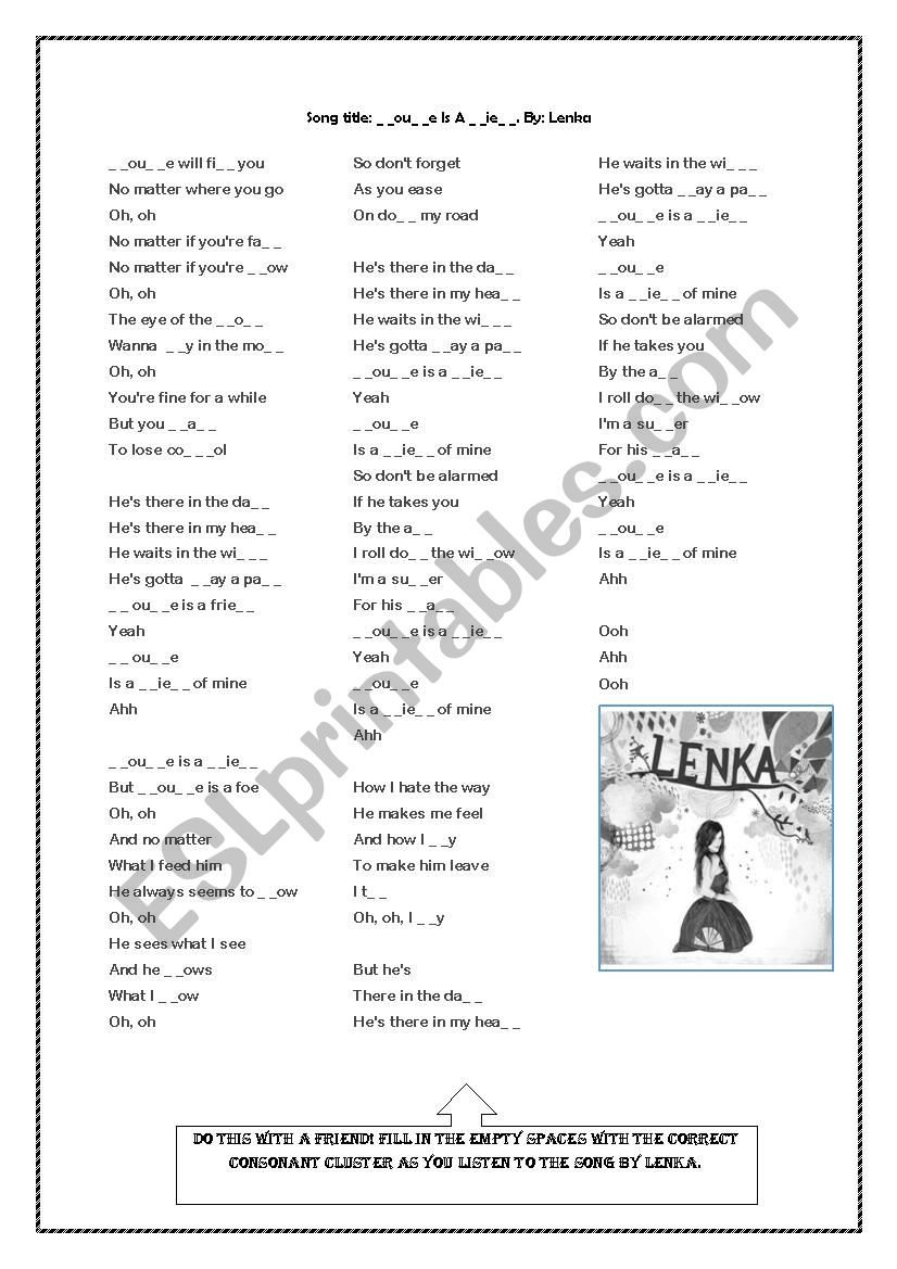 Trouble Is a Friend worksheet