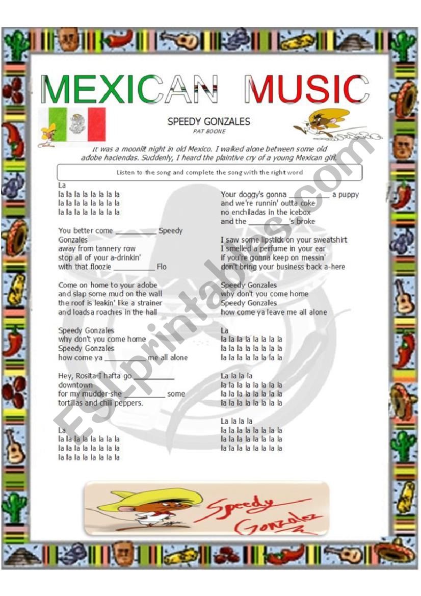 Speedy Gonzalez worksheet