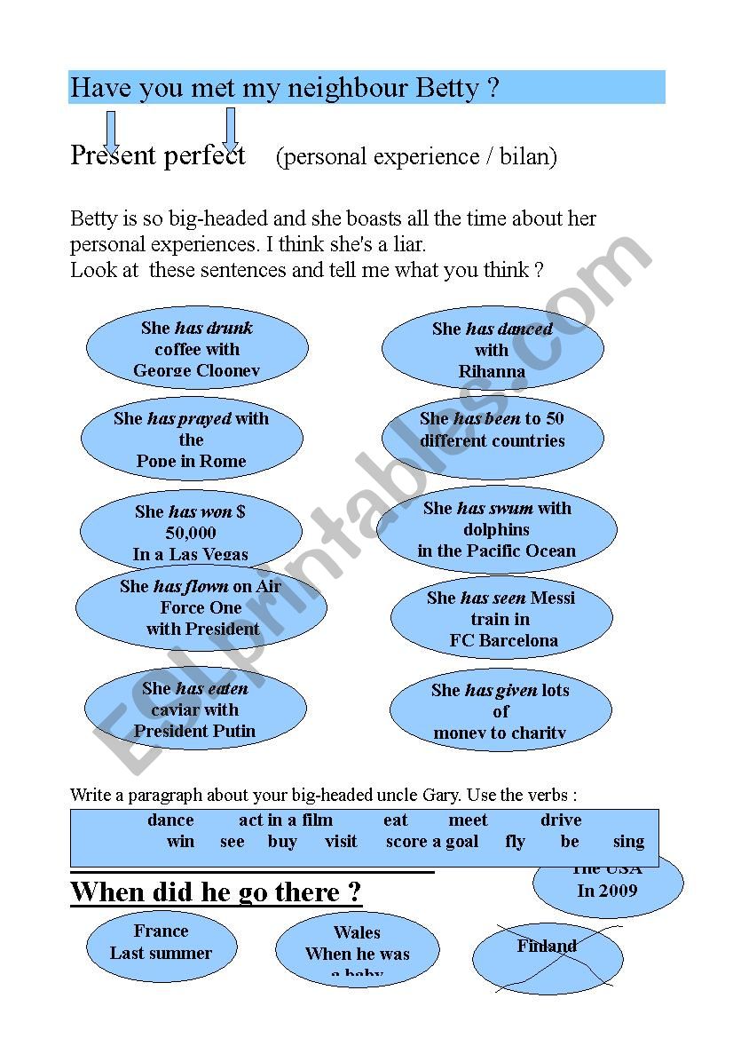 Present Perfect: Lets boast about our personal experience!