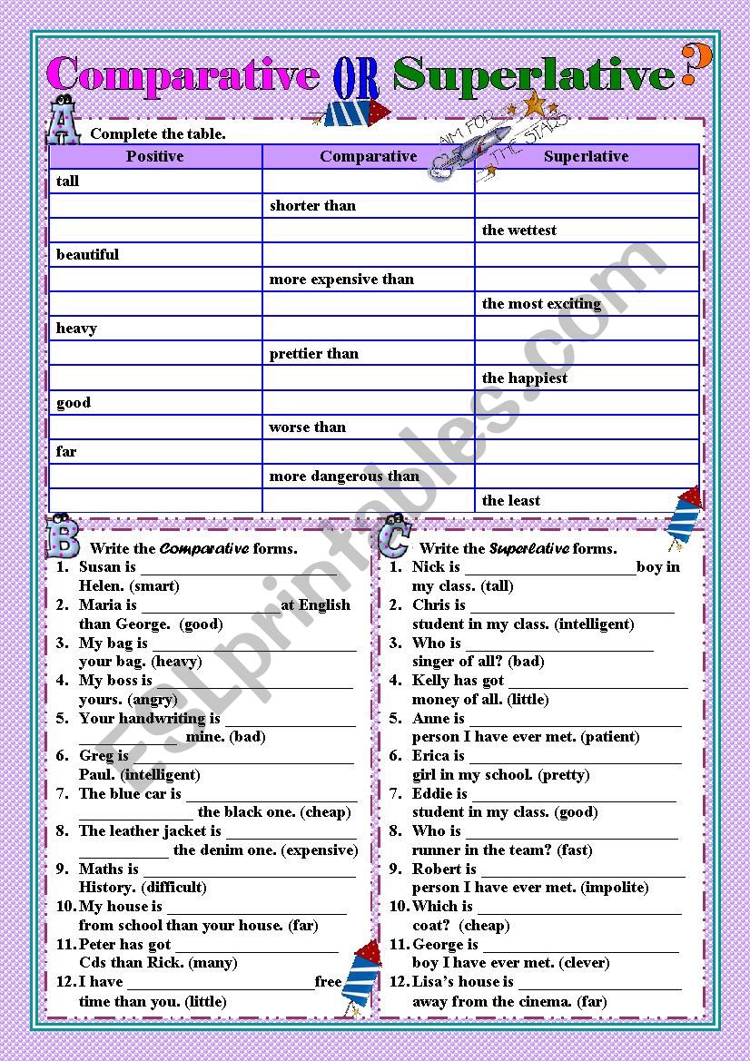 Comparative or Superlative? worksheet