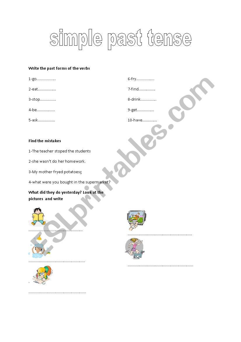 simple past tense worksheet