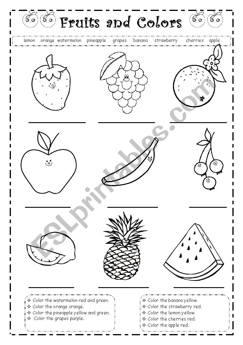 Fruit and colour worksheet worksheet