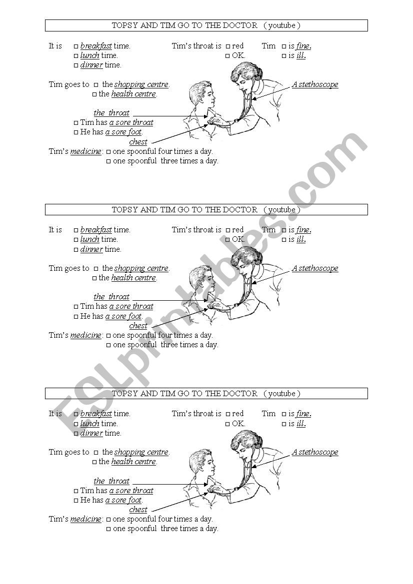 GOING TO THE DOCTORE worksheet