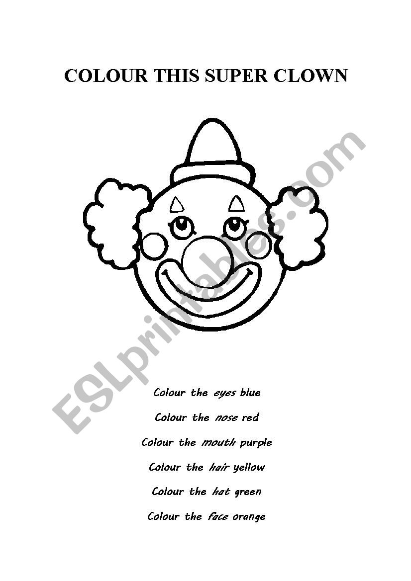 COLOUR THIS SUPER CLOWN! worksheet