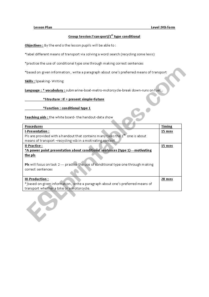 lesson plan entertainment 9th group session