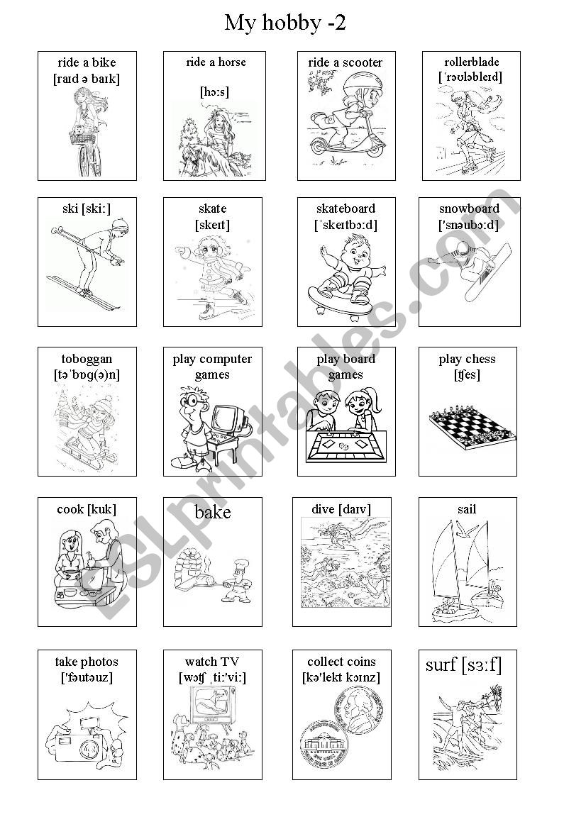 Hobby-2 Picture vocabulary worksheet