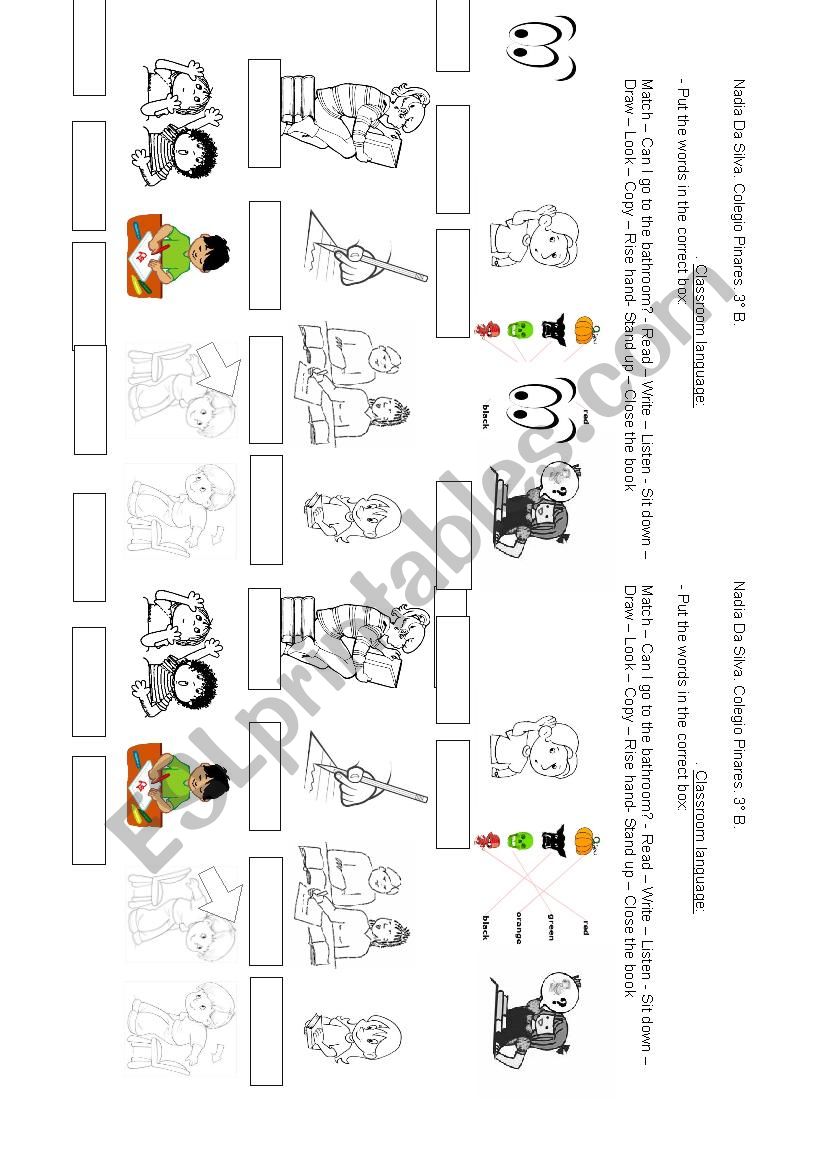 Classroom language worksheet