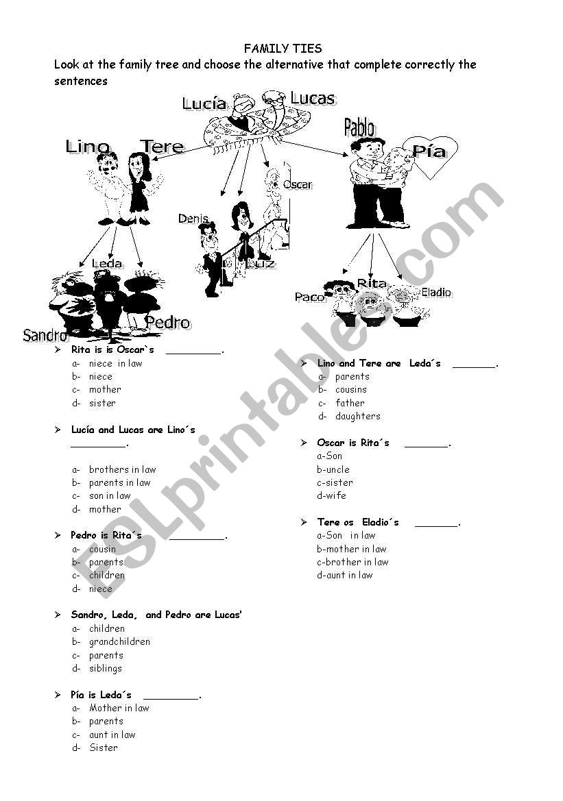 family ties - ESL worksheet by deyanira