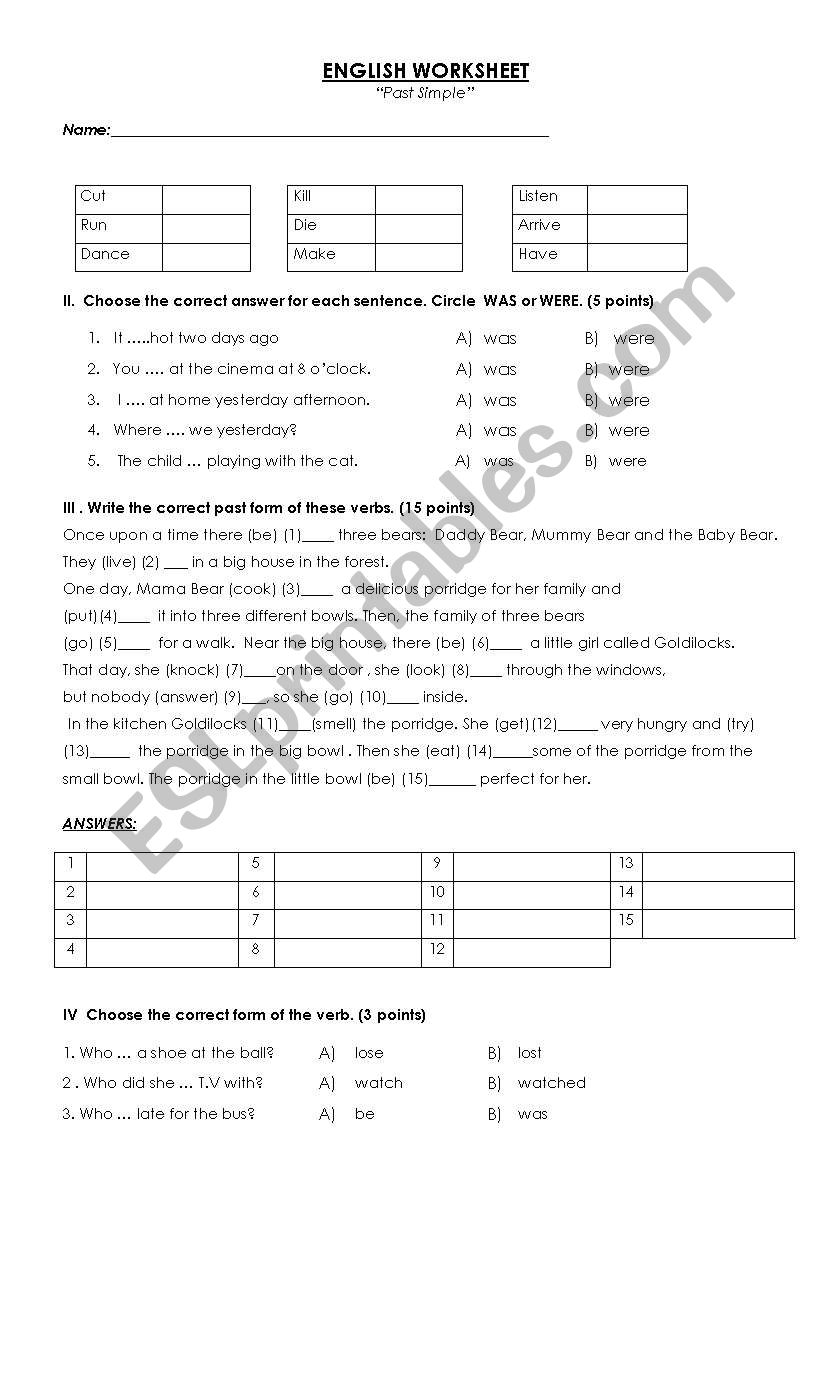 PAST SIMPLE worksheet