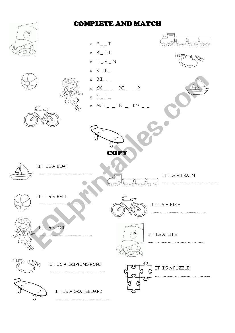 Toys worksheet