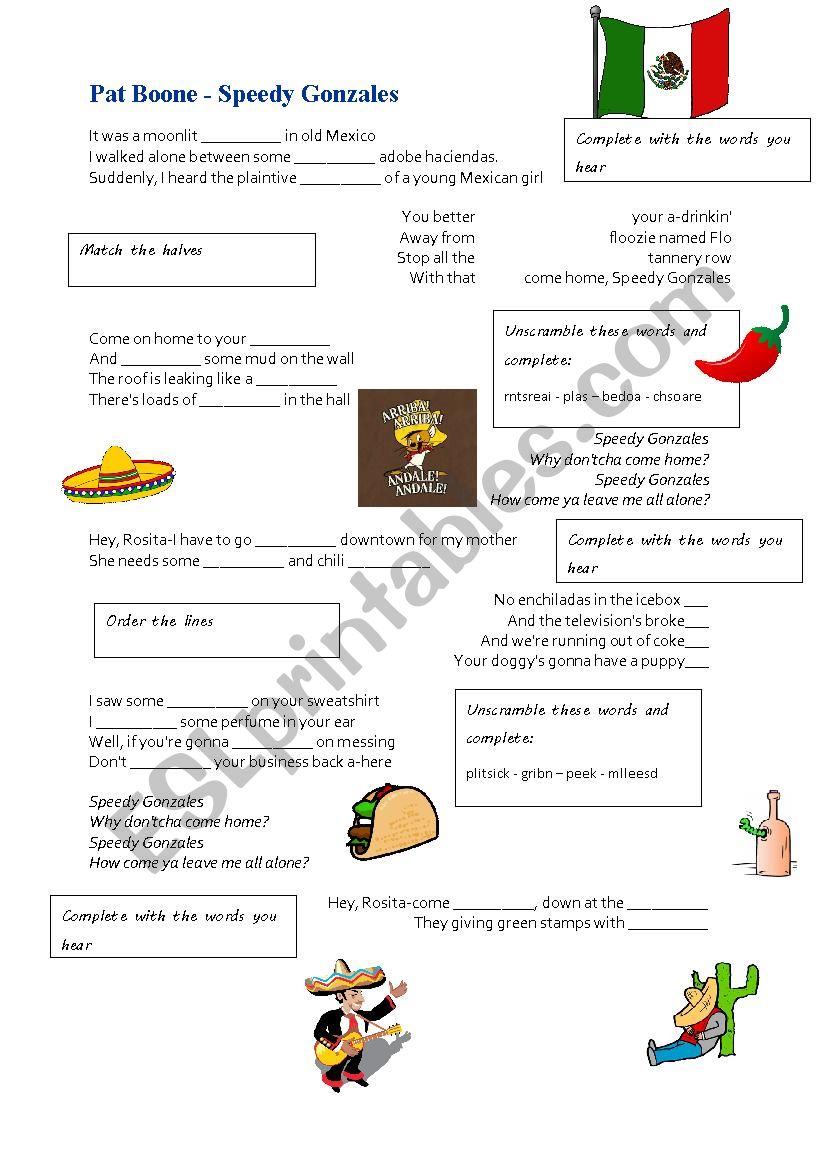 Speedy Gonzalez worksheet