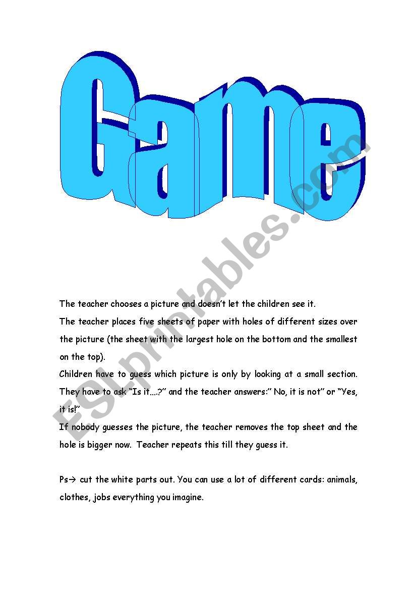 Game worksheet