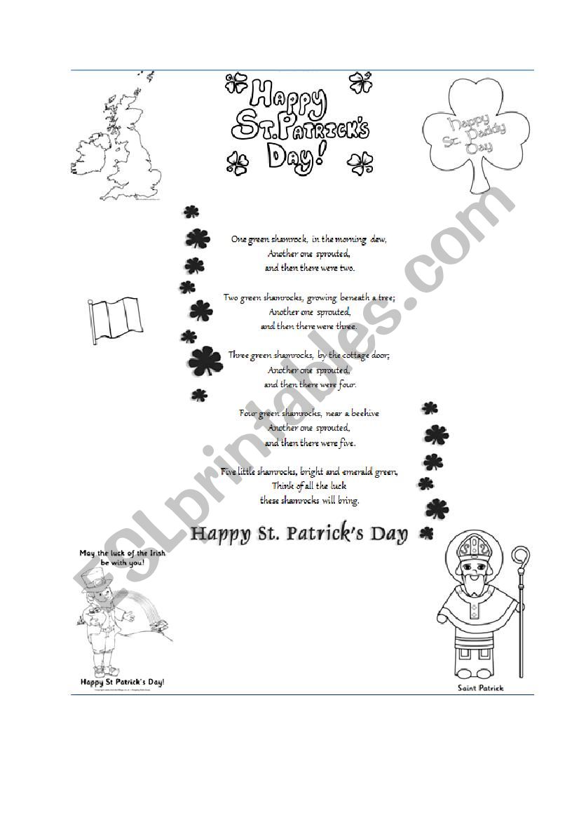 poem Saint Patricks day worksheet