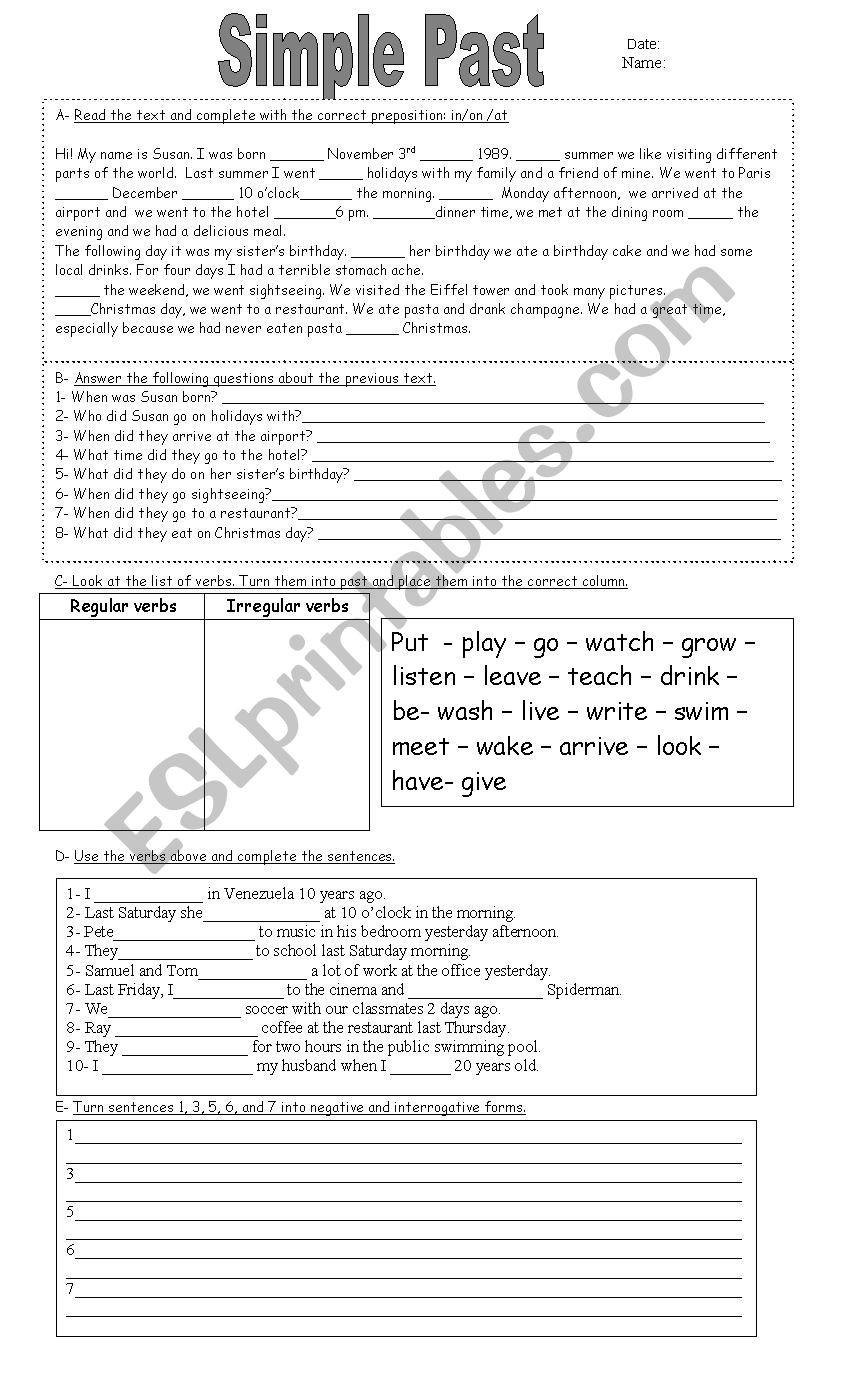 Simple Past worksheet