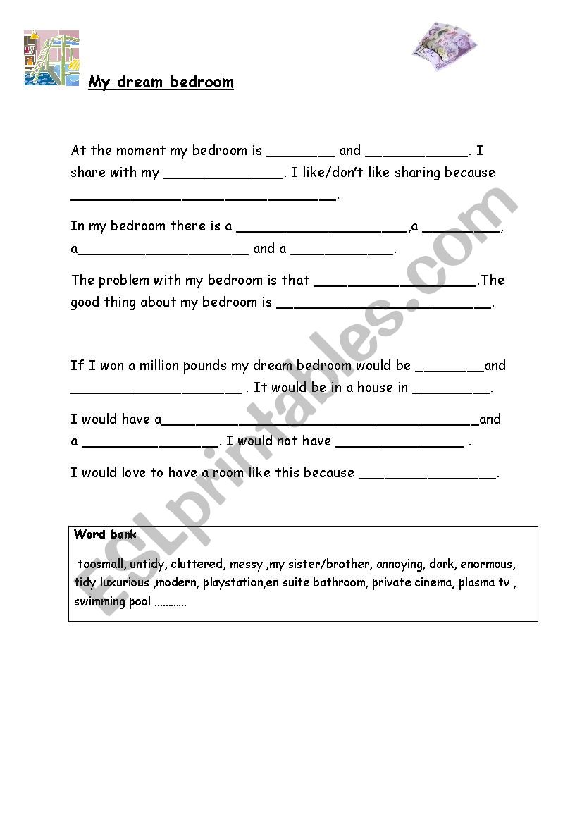 My dream bedroom worksheet