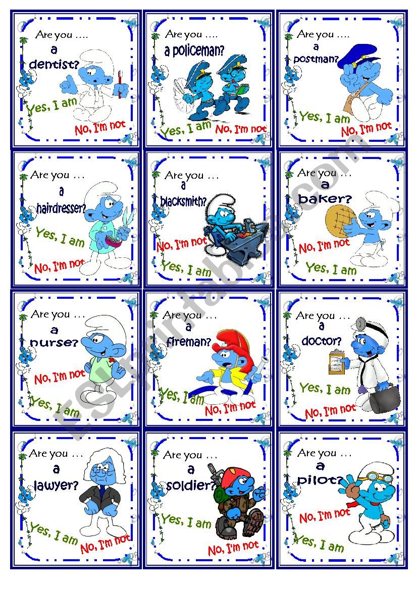 Smurfs Jobs Go Fish Card Game!