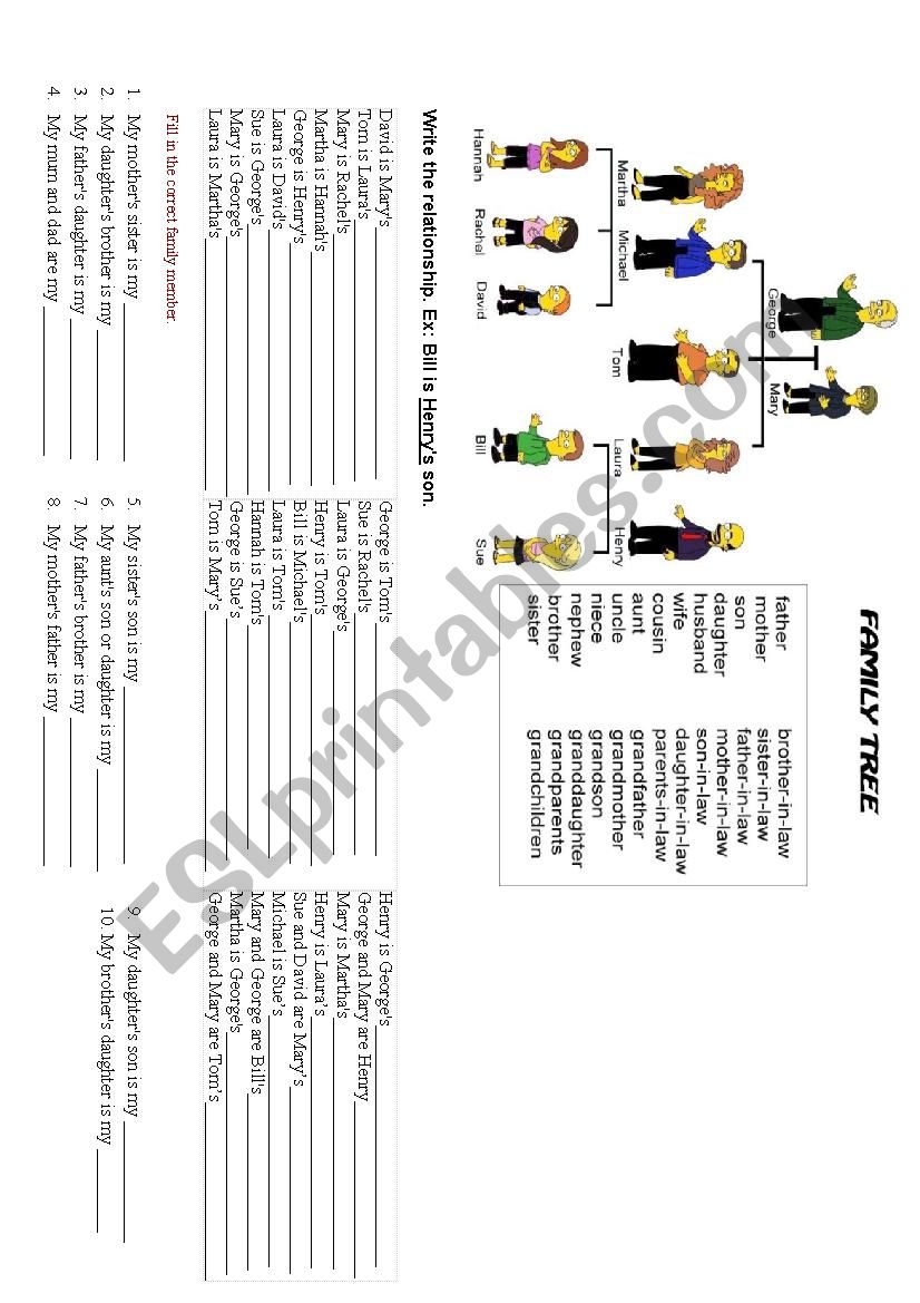 Family Tree worksheet