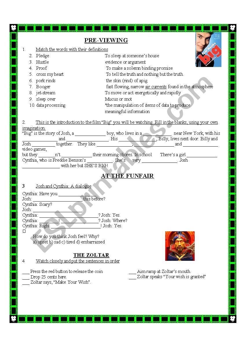 Big - Movie Worksheet worksheet