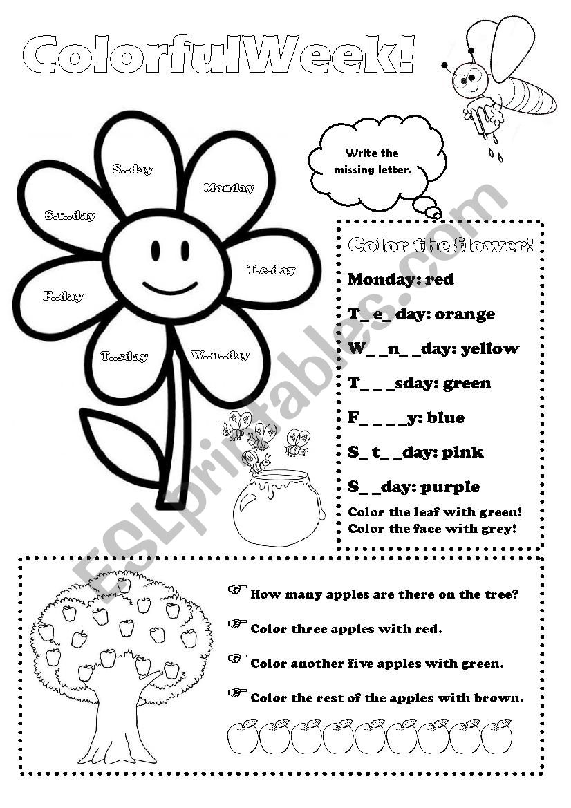 Colorful Week- Week Vocabulary with color practice