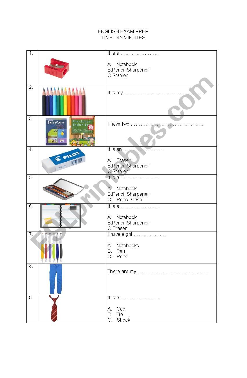 English Test for Primary School