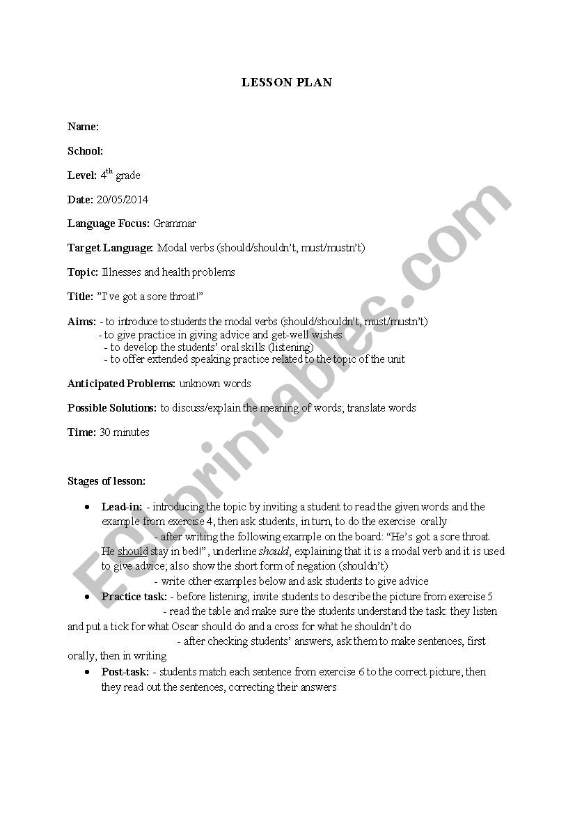 lesson plan  worksheet