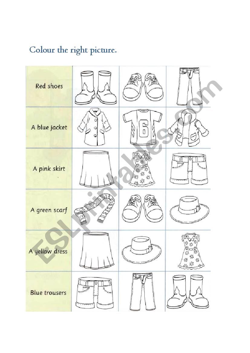 Clothes worksheet