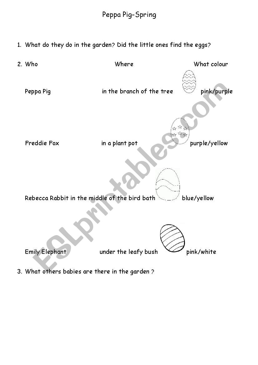 worksheet Pappa Pig-Spring(Easter)