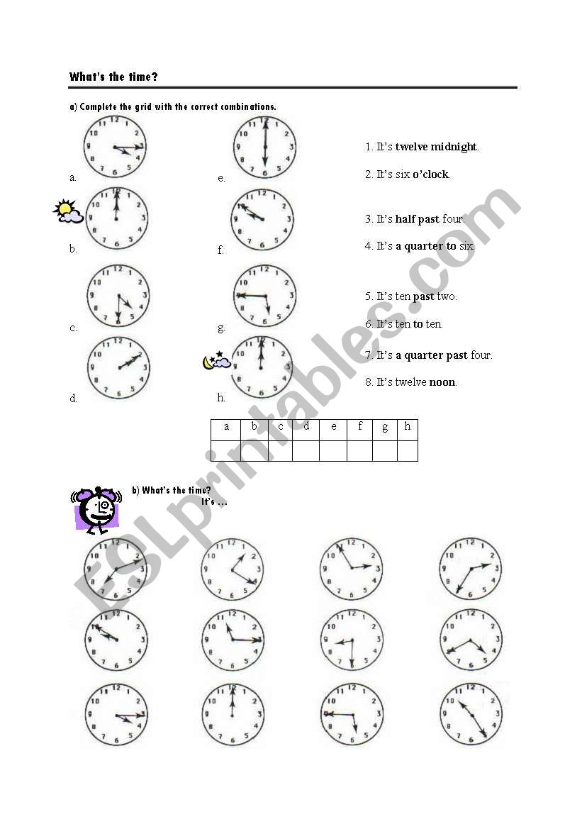 telling time worksheet