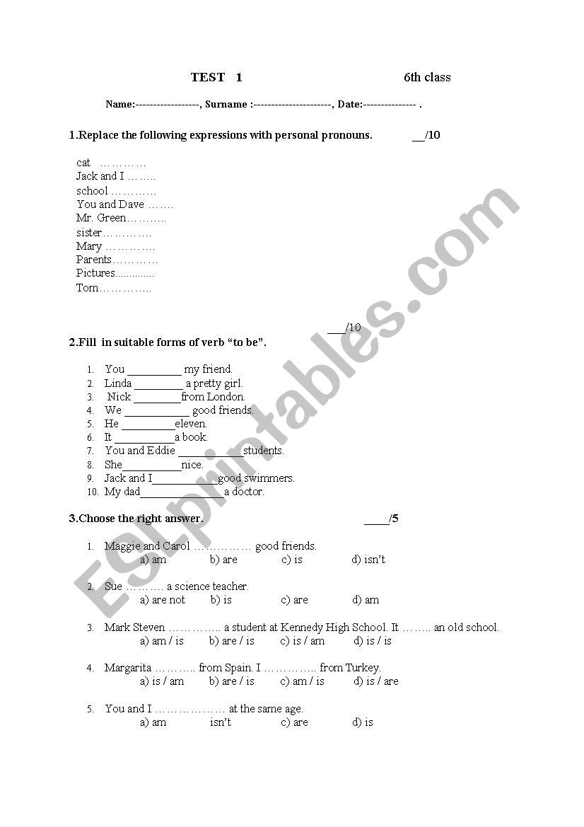 Practising verb TO BE; present simple