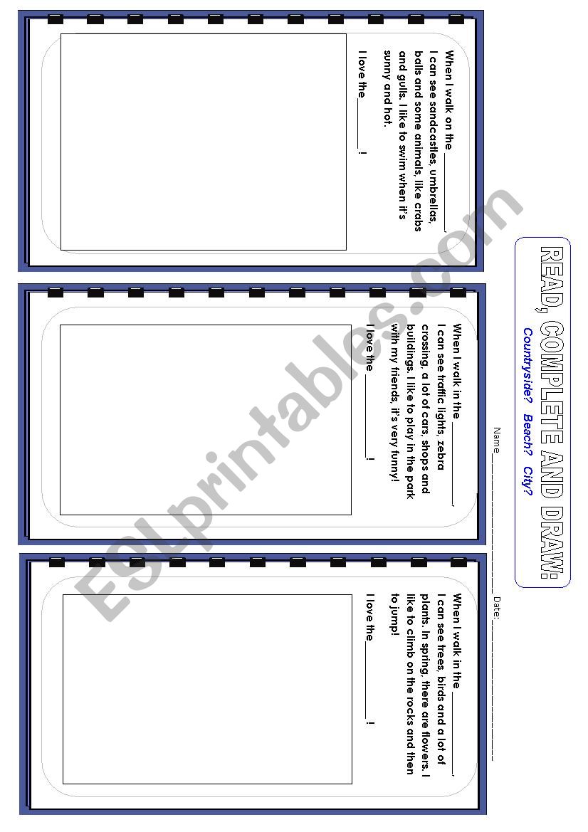 READ, COMPLETE AND DRAW worksheet