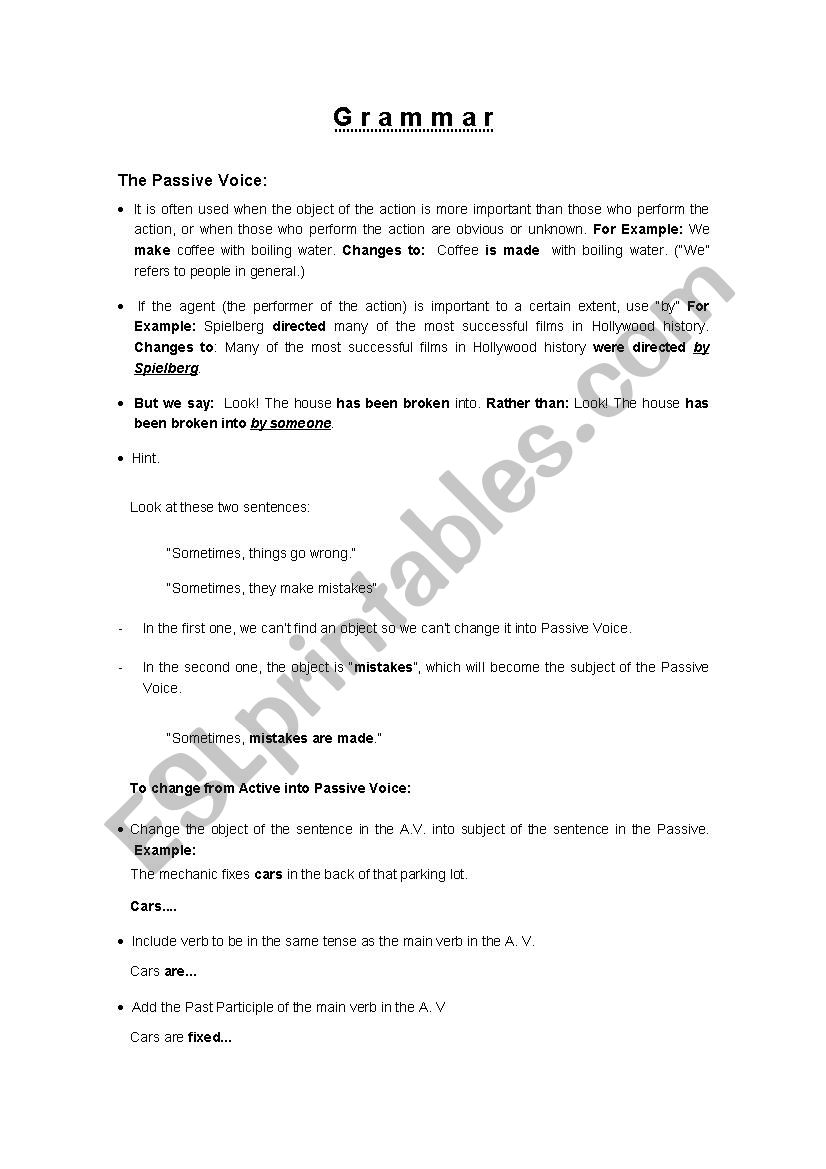 The Passive Voice worksheet