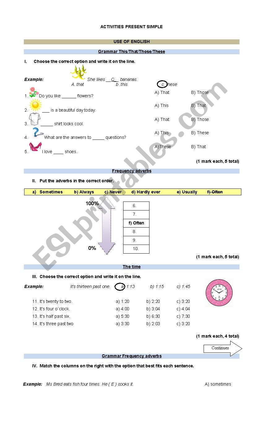 present simple worksheet