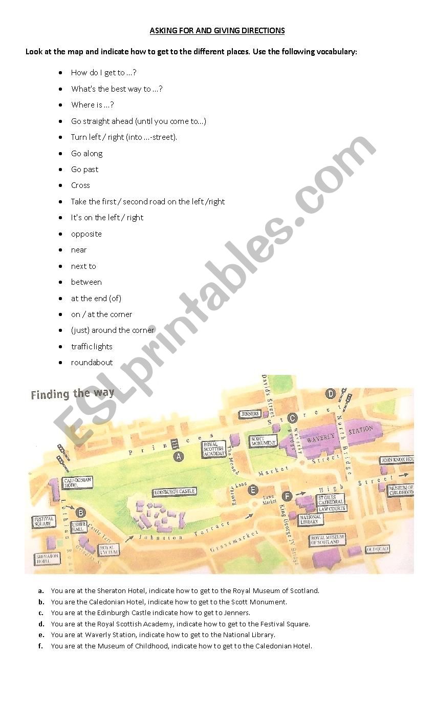 Giving directions  worksheet