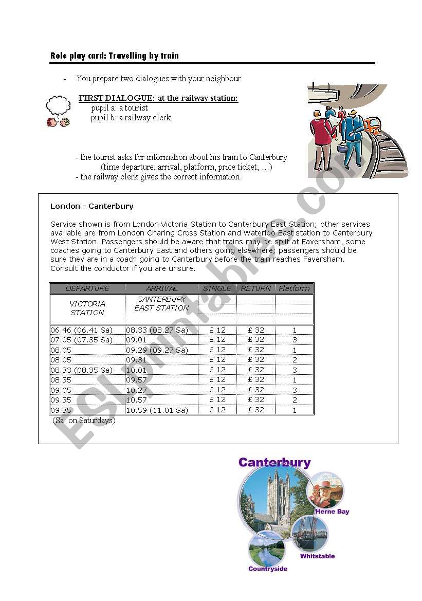 role play card: travelling by train