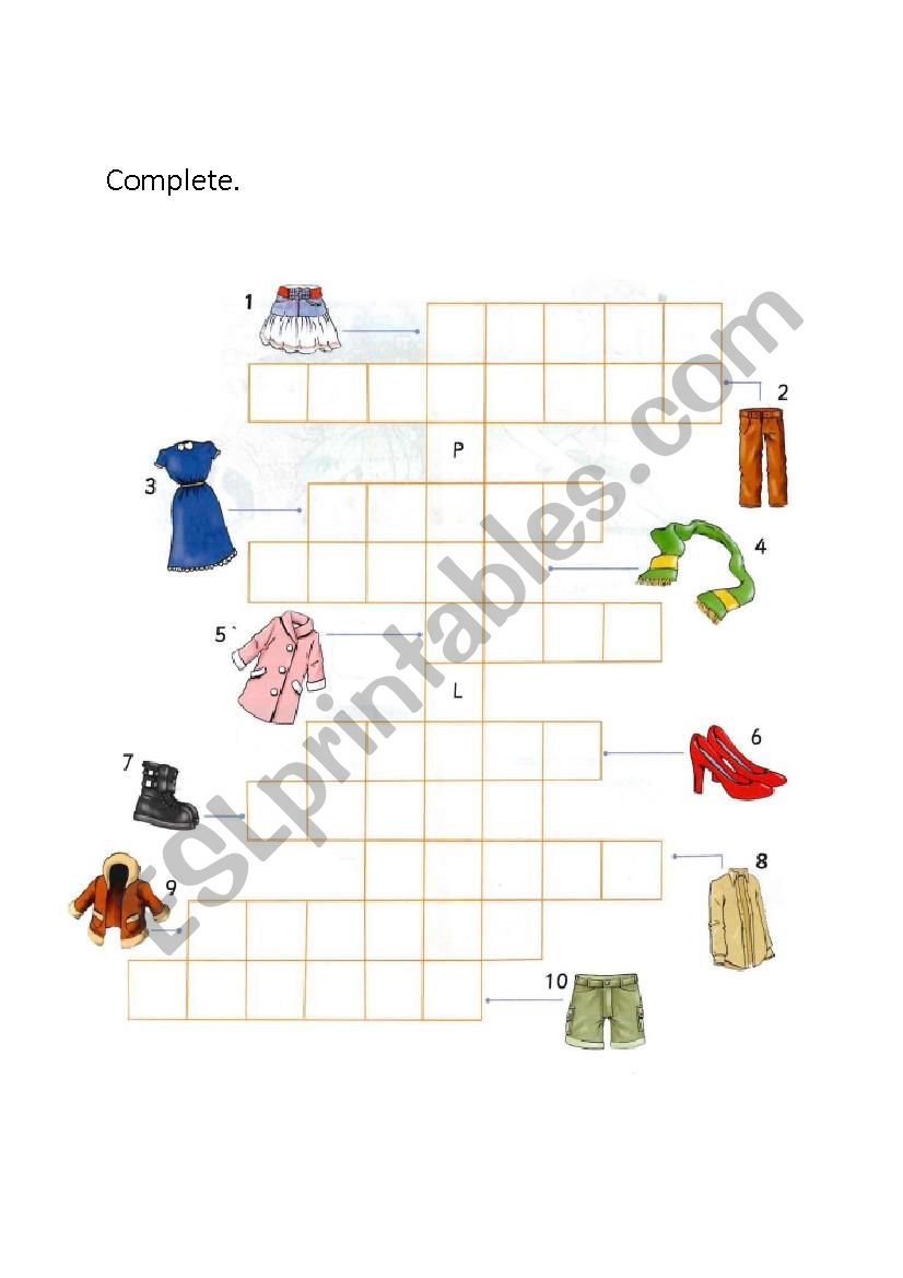 Clothes rebus worksheet