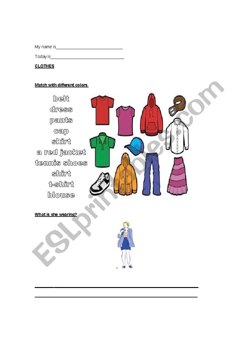 CLOTHES worksheet