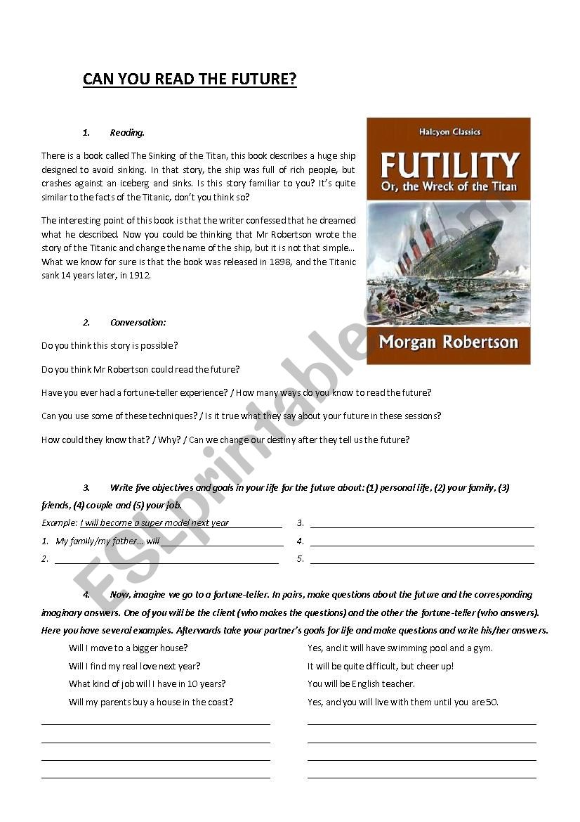 Can you read the future? (future tense) - ESL worksheet by sadako28