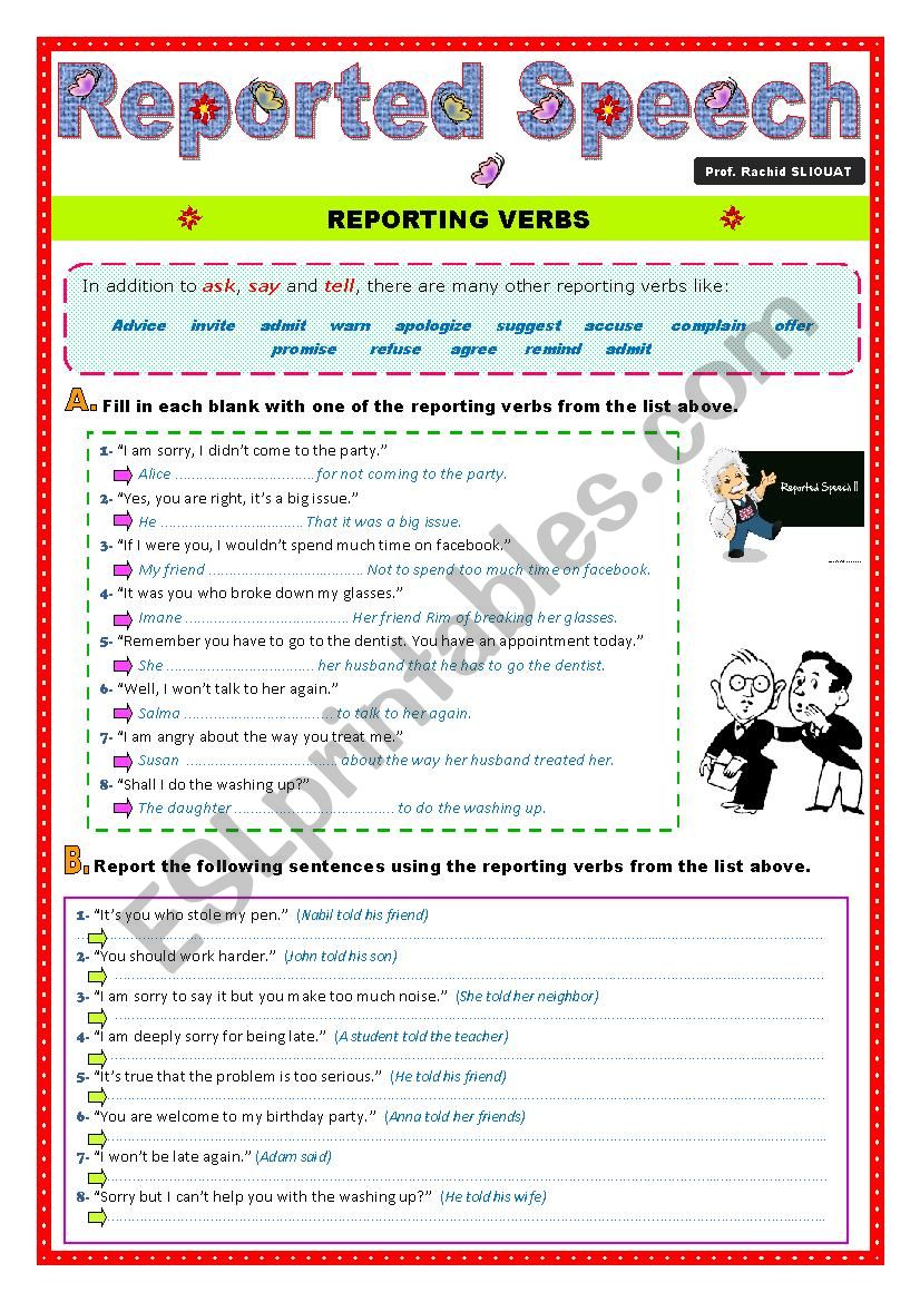 Reported Speech (5) worksheet