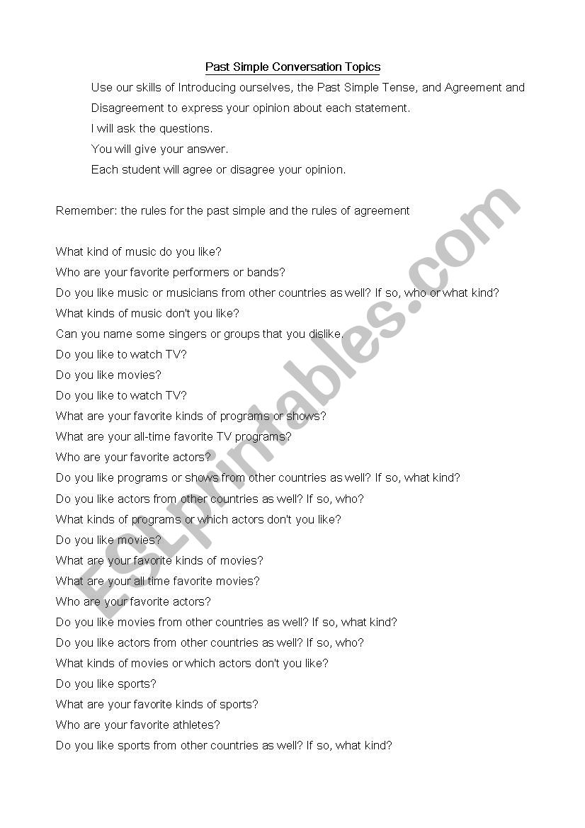 Past Simple Conversation  worksheet