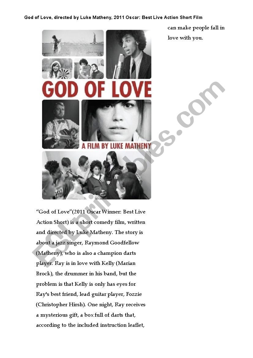 God of Love worksheet