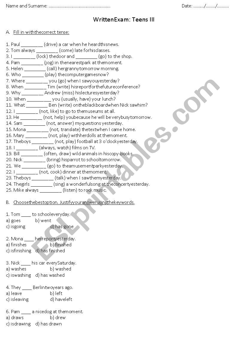 Revision: Tenses and Description