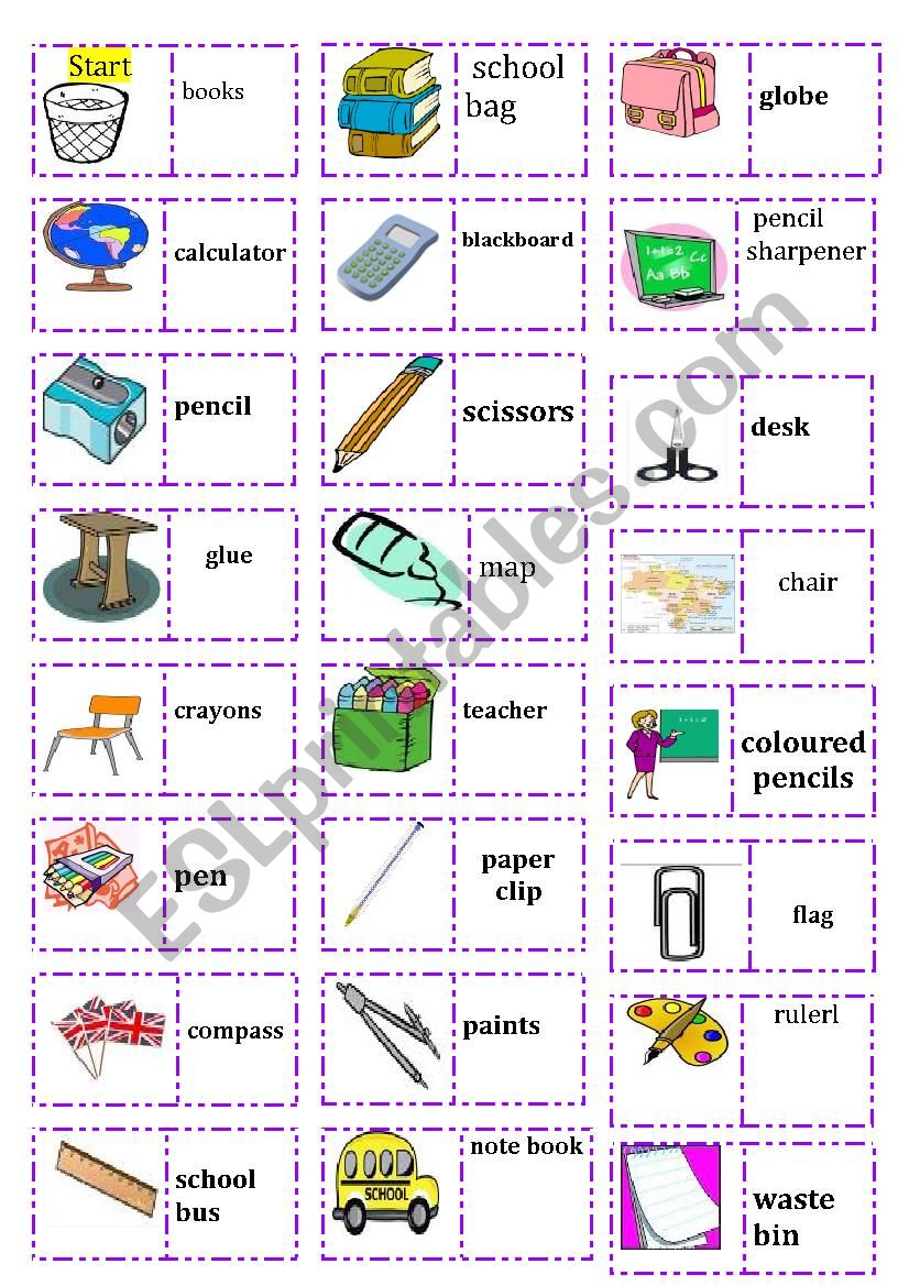 school dominoes worksheet