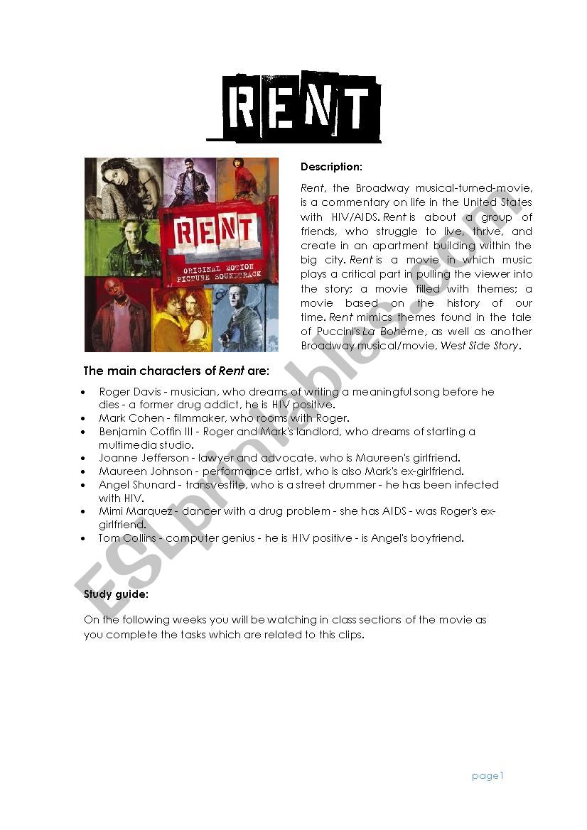 Rent Study Guide worksheet