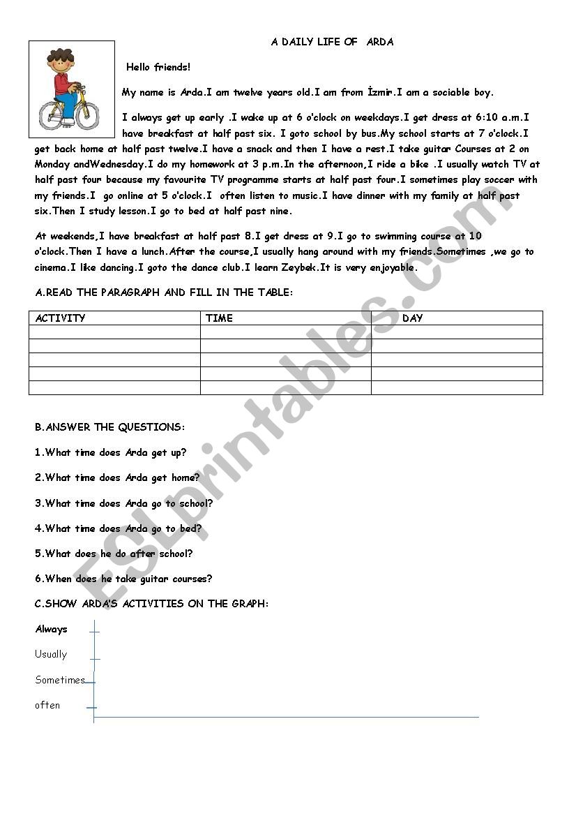 daily life worksheet