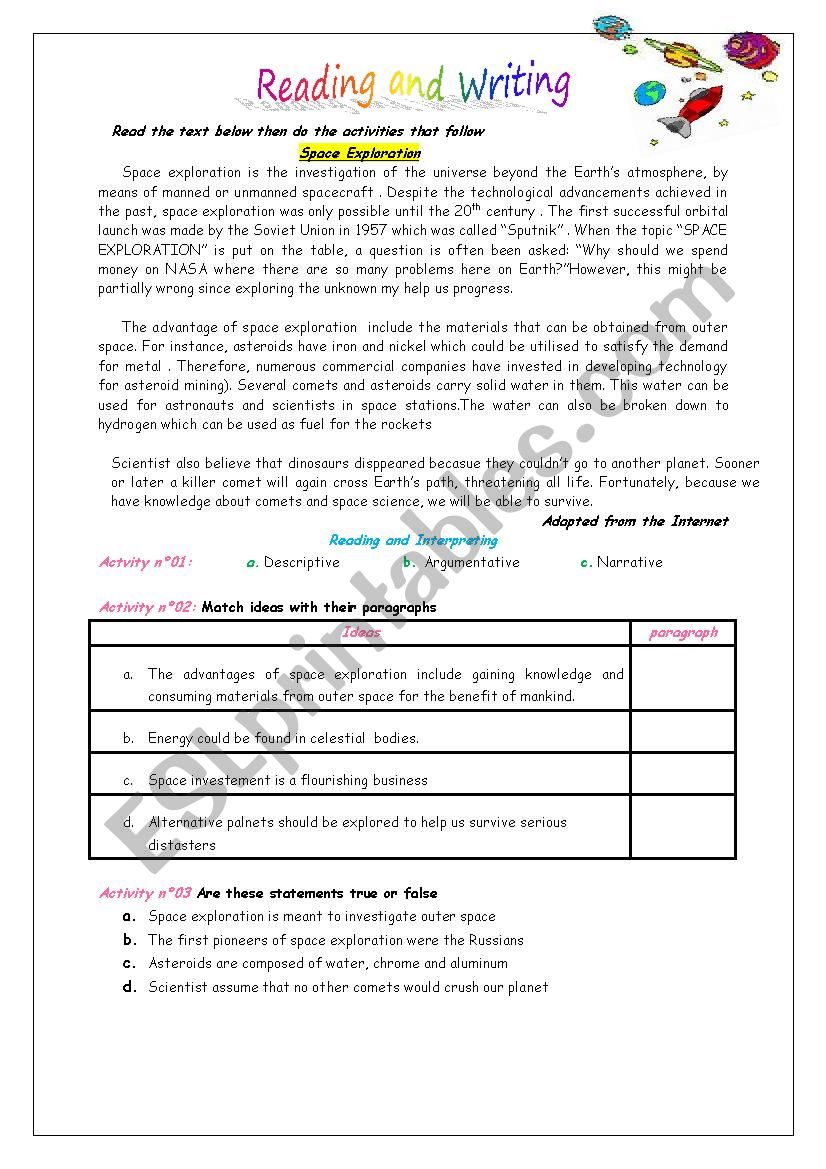 ASTRONOMY worksheet