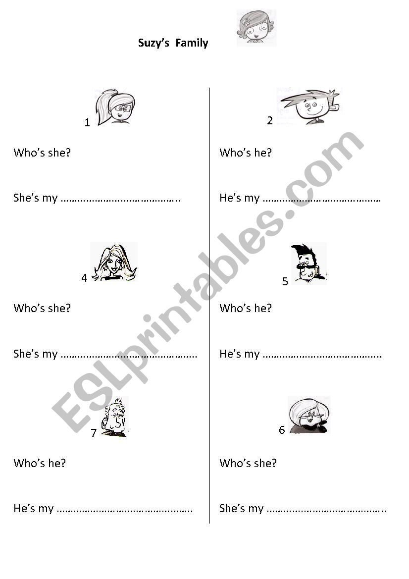Suzy StarÂ´s Family  worksheet