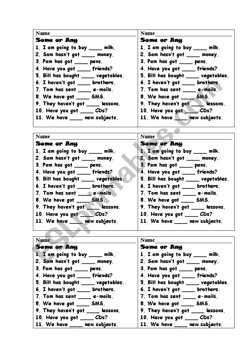 test worksheet