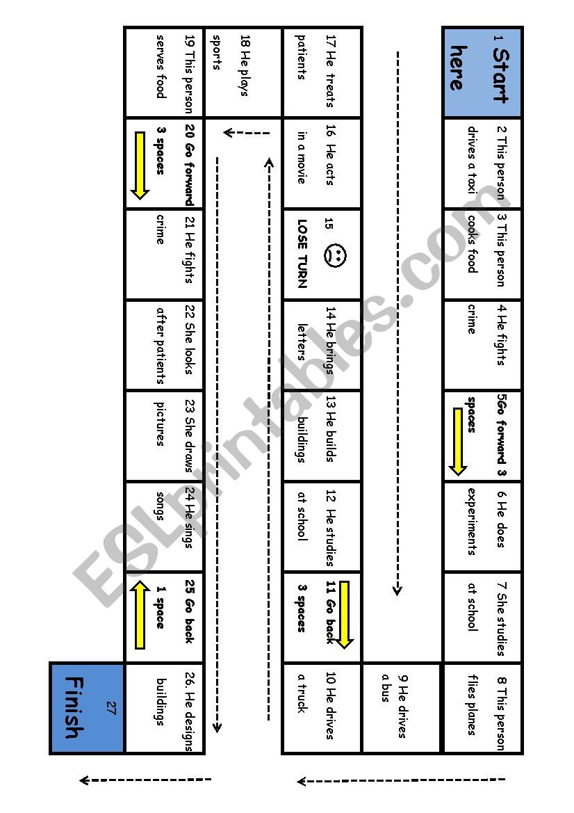 jobs game worksheet