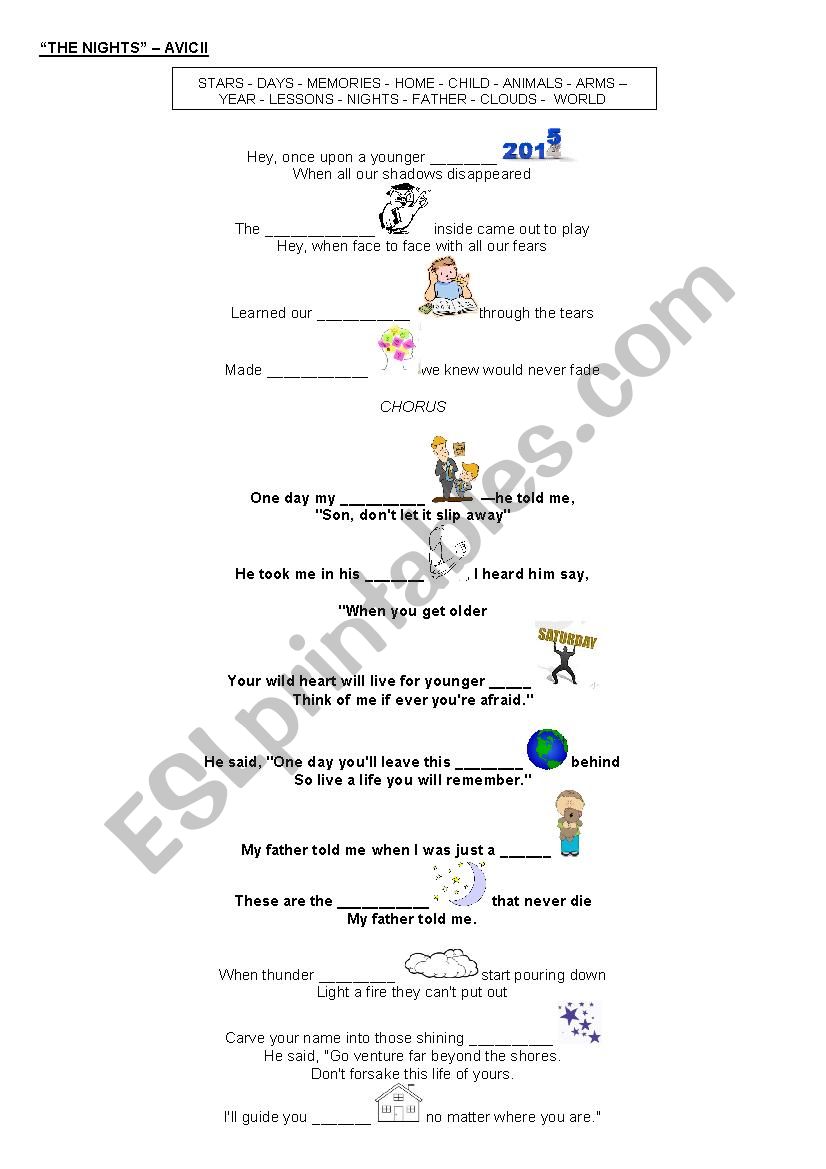 The nights - Avicii worksheet