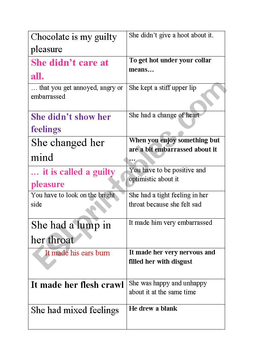 Domino - Idioms worksheet